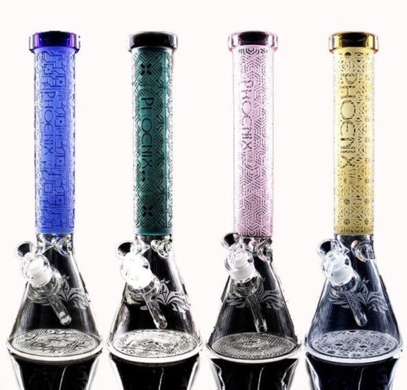Phoenix Glass 16" Sandblasted Beaker (Assorted Colors)