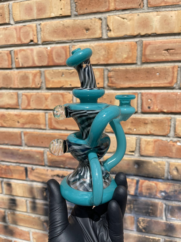 Alt Text: Ghosted Aqua Azul Cycler: Terry Sharp Fabegg, Klein Design, Superior Airflow, High-Quality Dab Rig, Artistic Flair
