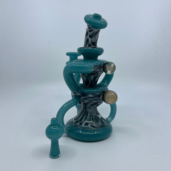 Terry Sharp 2x2 Fabegg Klein Cycler: Ghosted Aqua Azul, Enhanced Vaporization, Superior Airflow, High-Performance Dab Rig